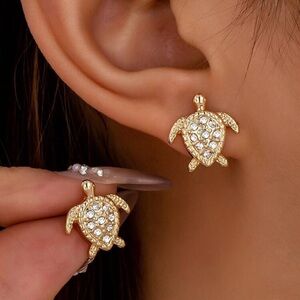 Gold Turtle Stud Earrings, Turtle Earrings